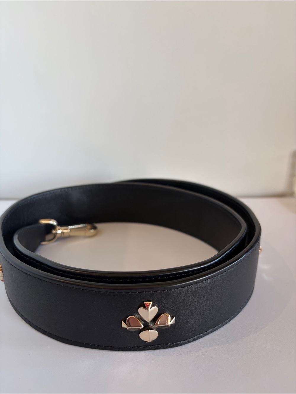 kate spade make it mine spade stud Leather Shoulder Strap with Gold